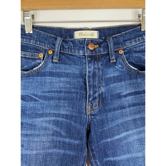 Madewell 27 The Slim Boyjean Raw Hem Medium Blue Cotton Stretch - Picture 3 of 8